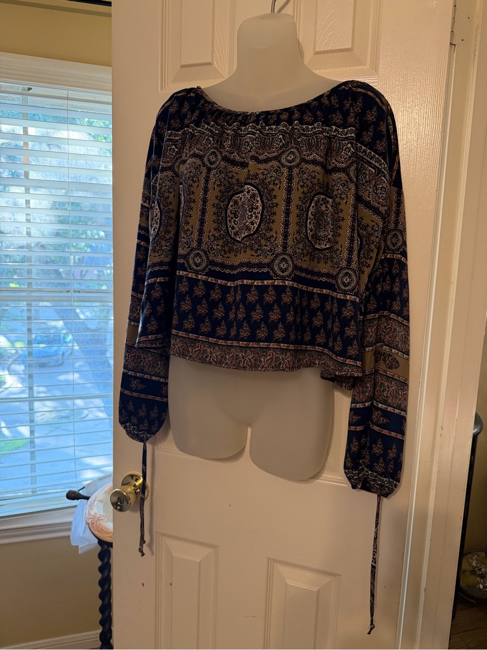 Vintage Navy and Olive Bohemian Peasant Tunic
